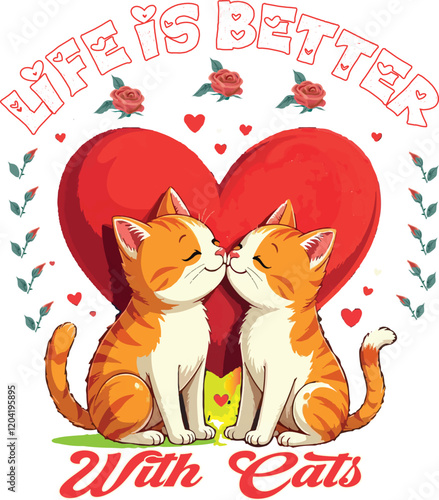 LIfe is Better with cats vitage t-Shirt Dsign.eps