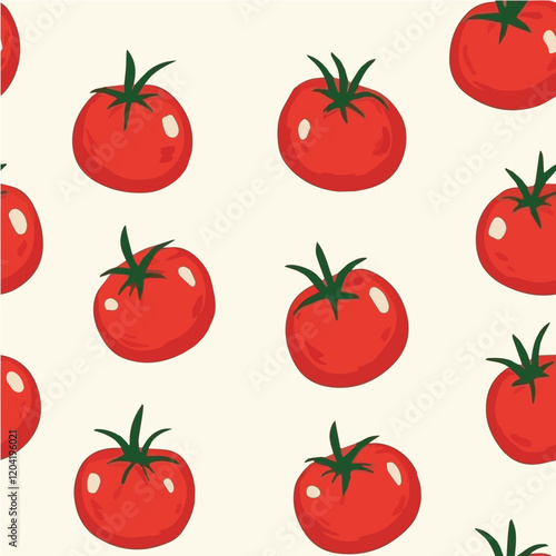 Tomato Seamless Pattern in hand drawn style