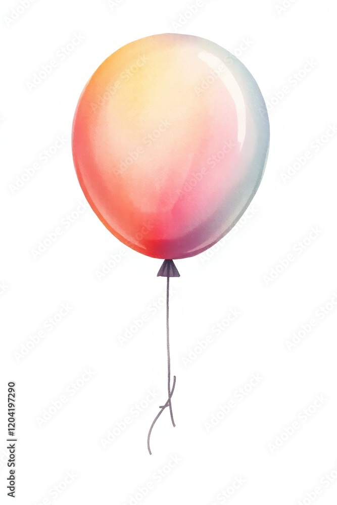 there is a watercolor painting of a balloon with a string
