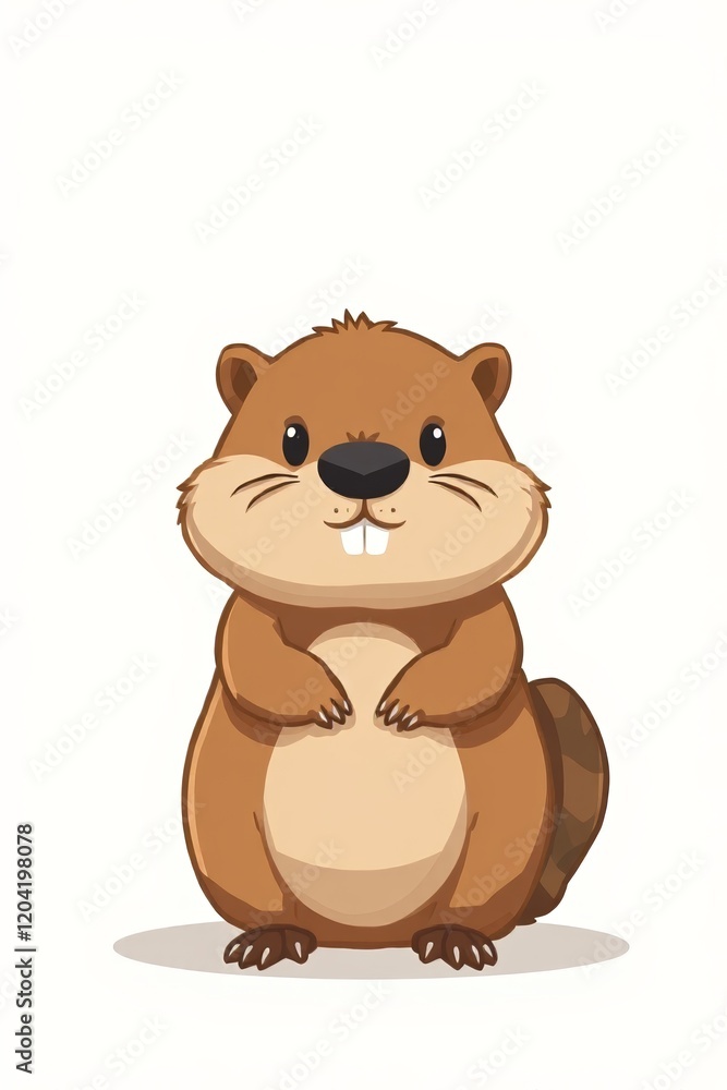 Obraz premium cartoon groundhog standing on its hind legs and looking at the camera