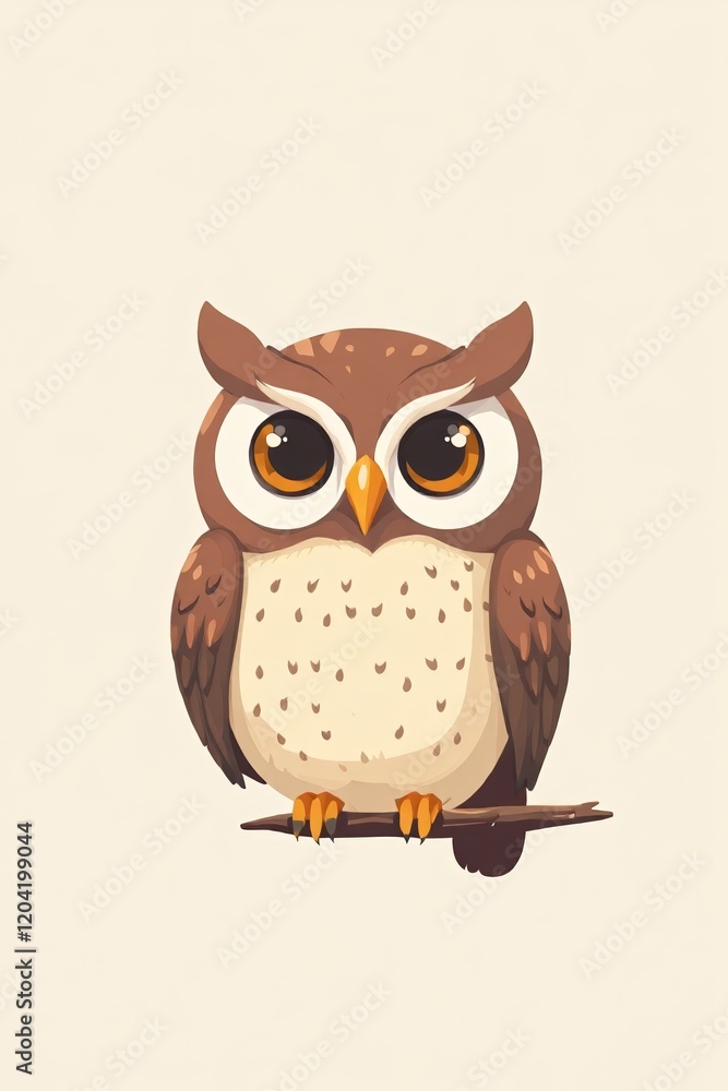 Fototapeta premium there is a cartoon owl sitting on a branch with hearts