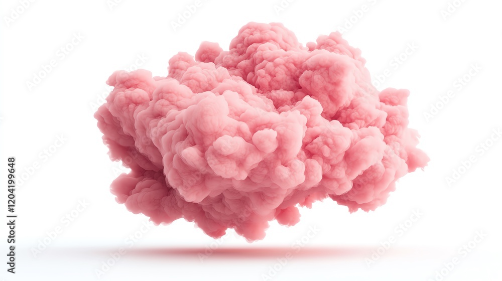 A surreal pink cloud floating against a white background, evoking imagination and creativity. A surreal pink cloud floating against a white background, evoking imagination and creativity.