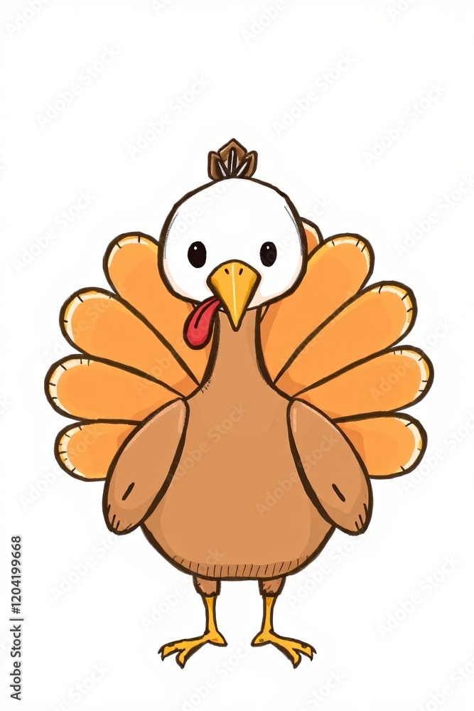 Naklejka premium cartoon turkey with a crown on its head