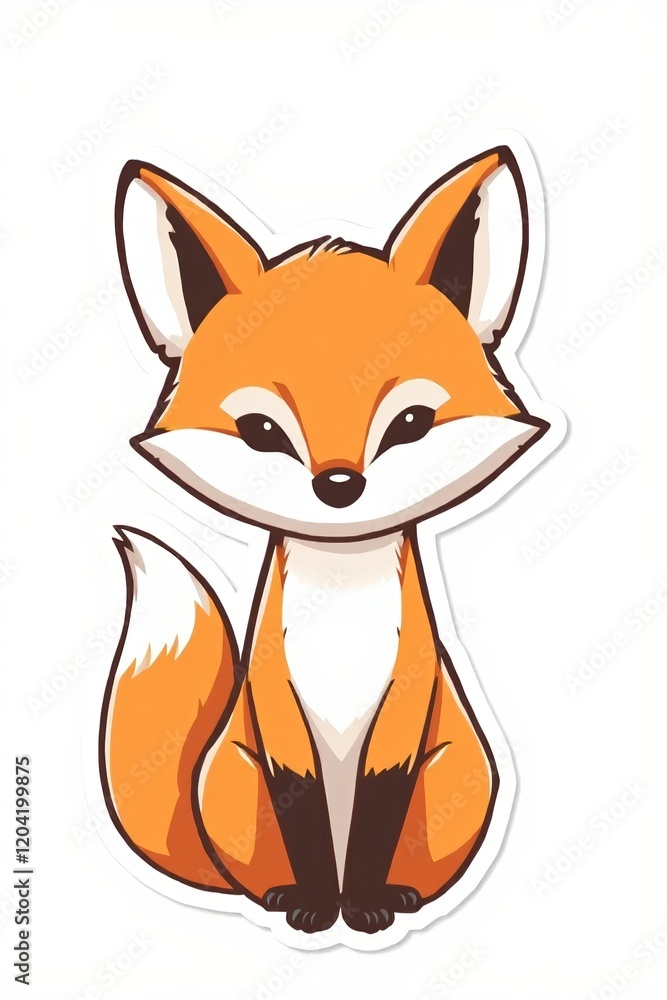 Fototapeta premium cartoon fox sitting on the ground with its eyes closed