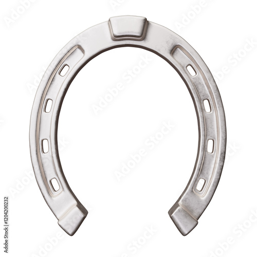 Horseshoe silver isolated on white, transparent. Talisman good luck and fortune symbol