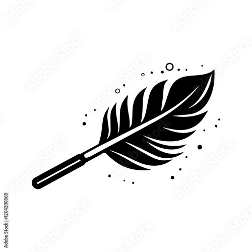 Feather duster in black and white vector illustration