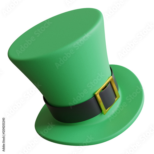 Saint Patrick Day leprechaun green hat isolated on white, transparent. St Patrick celebration