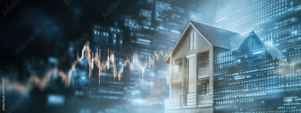 Obraz premium house and financial chart- rising cost of real estate concept