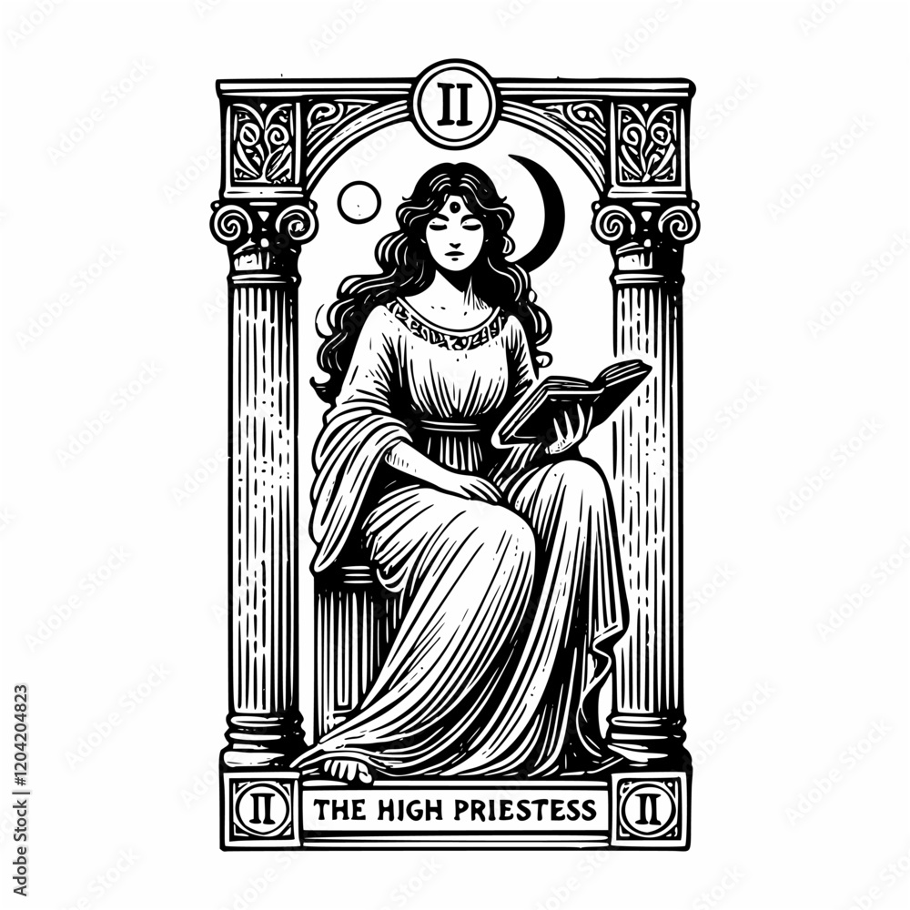 Fototapeta premium The High Priestess Tarot Card Symbolism