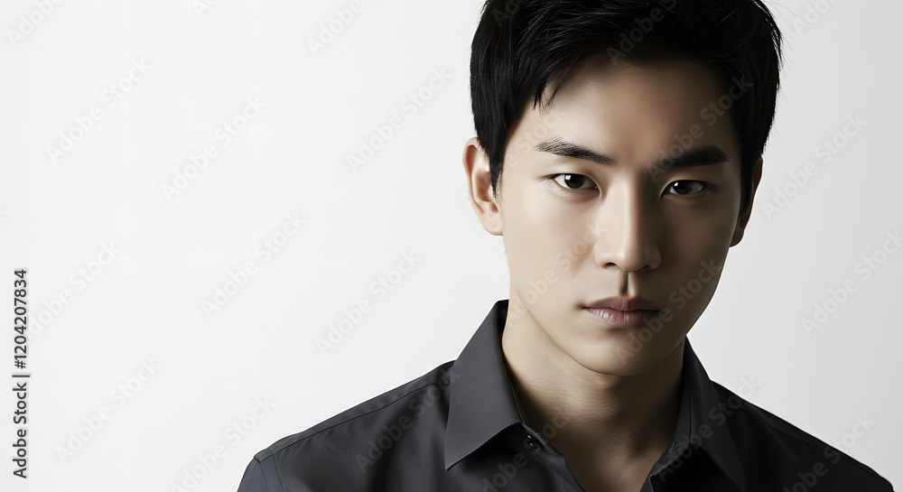 Serious Face And Looking at camera Of Handsome Asian Man Isolated On White Background Serious Face And Looking at camera Of Handsome Asian Man Isolated On White Background