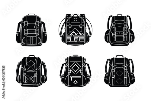 set of black and white bags