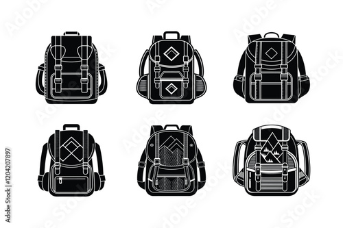 set of black and white bags