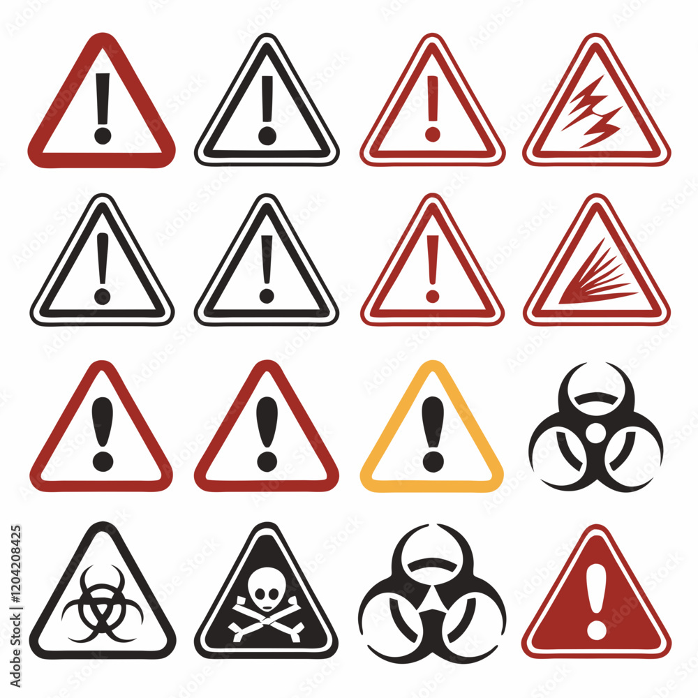 warning icons set vector illustration warning icons set vector illustration
