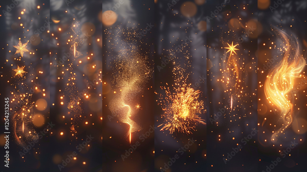 Obraz premium Golden Sparkles and Festive Lights Background