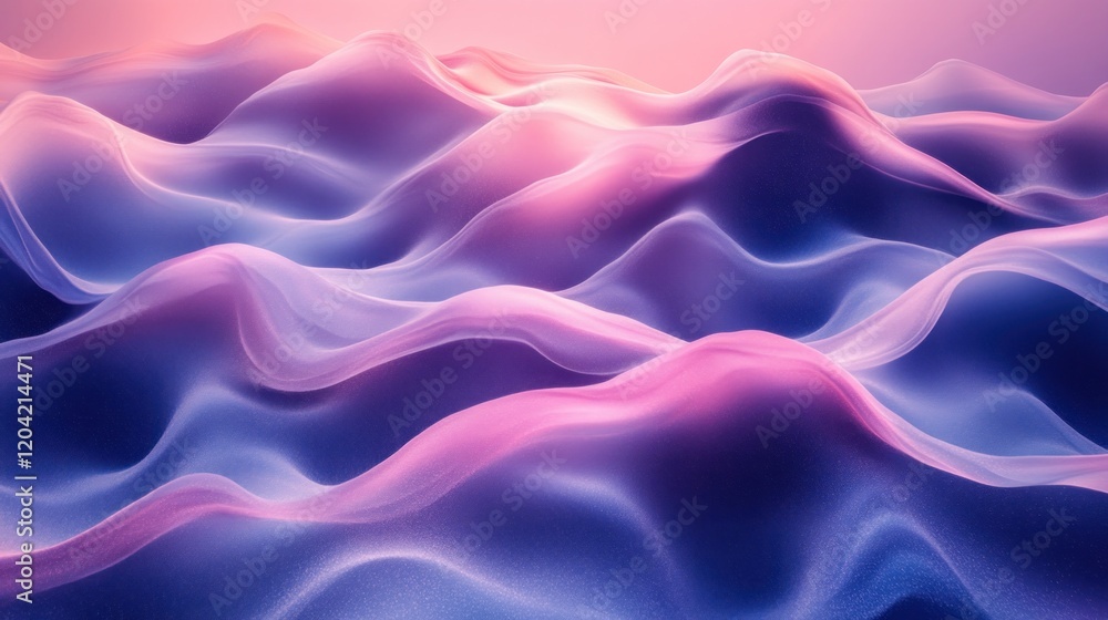 Abstract landscape of flowing waves in pastel colors, creating a serene atmosphere at dusk Abstract landscape of flowing waves in pastel colors, creating a serene atmosphere at dusk