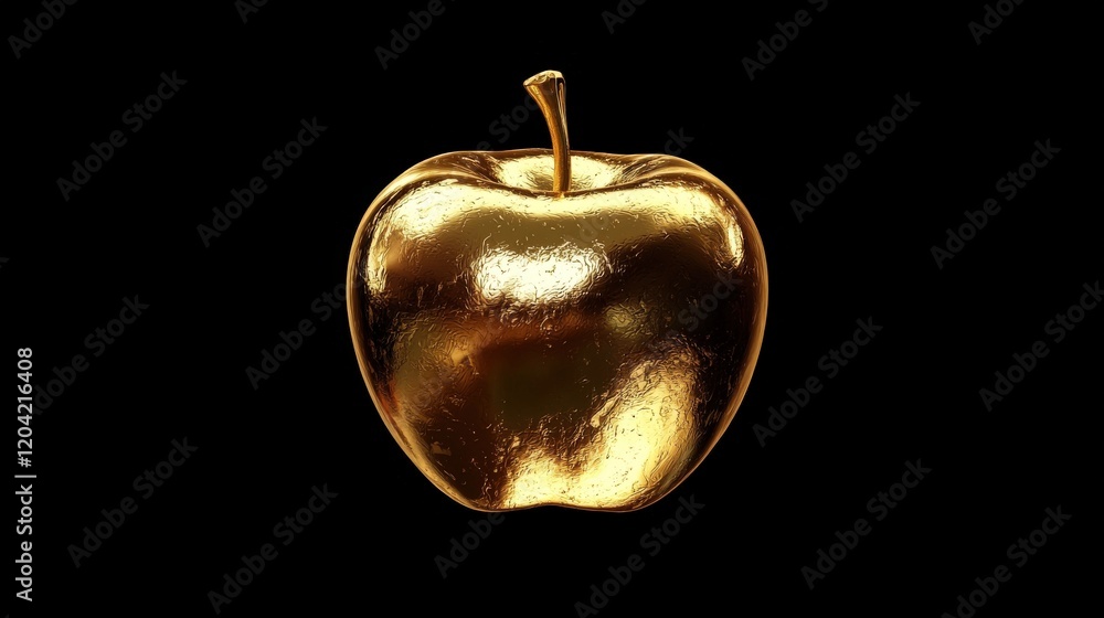 Fototapeta premium Floating Golden Apple Against Black Background with Luminous Glow