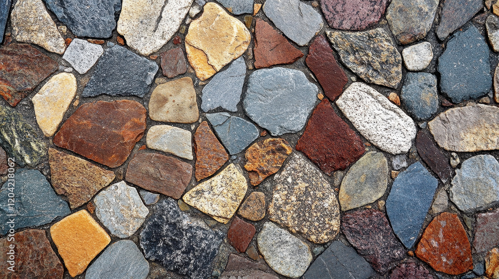 Obraz premium A Colorful Cobblestone Pavement Texture Background Image