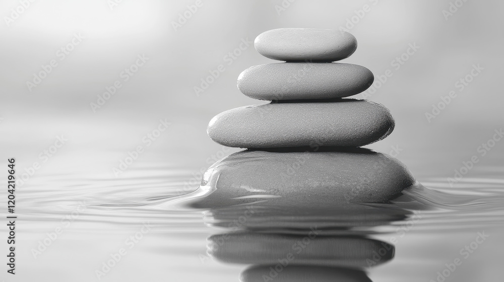 Obraz premium Serene Stacked Stones Floating Gently on Calm Water