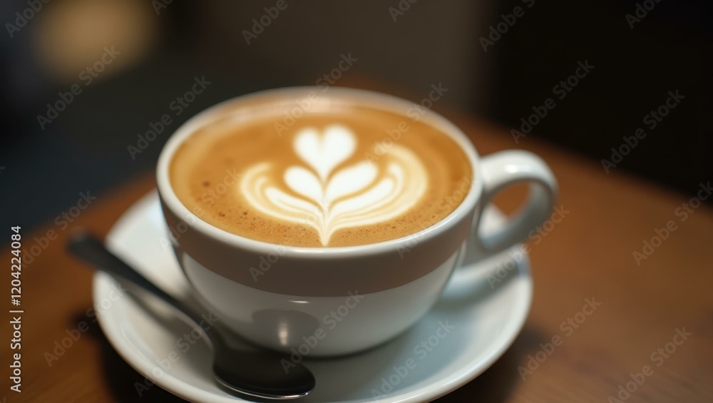 Close-up freshly brewed cappuccino with expertly crafted latte art Smiling diverse coworking community network event Close-up freshly brewed cappuccino with expertly crafted latte art Smiling diverse coworking community network event
