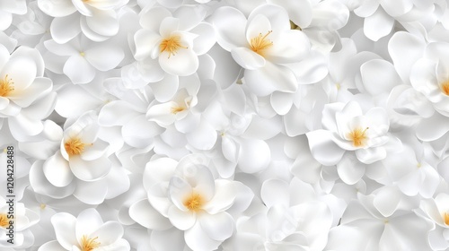 Wallpaper Mural Mini white gardenias on a white background, intricate seamless pattern, elegant floral design, ideal for textiles and wallpapers Torontodigital.ca