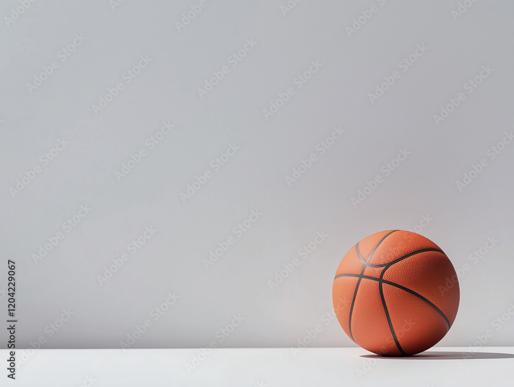 Minimalist Basketball on White Surface with Gray Background: A Study in Simplicity and Balance Minimalist Basketball on White Surface with Gray Background: A Study in Simplicity and Balance
