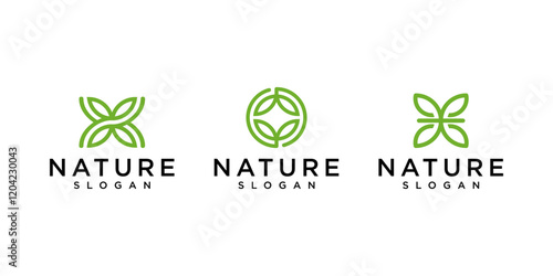 line art, simple and modern leaf logo