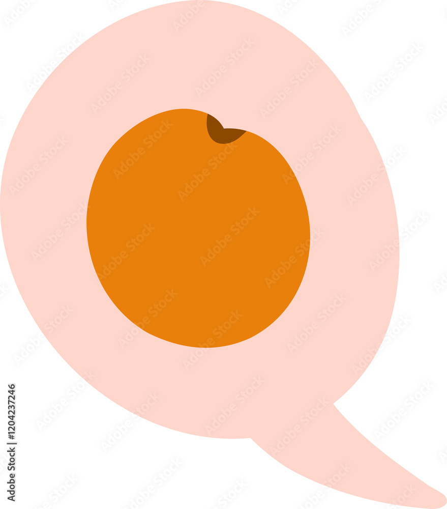 Stylized illustration of a peach in a speech bubble
Stylized illustration of a peach in a speech bubble
