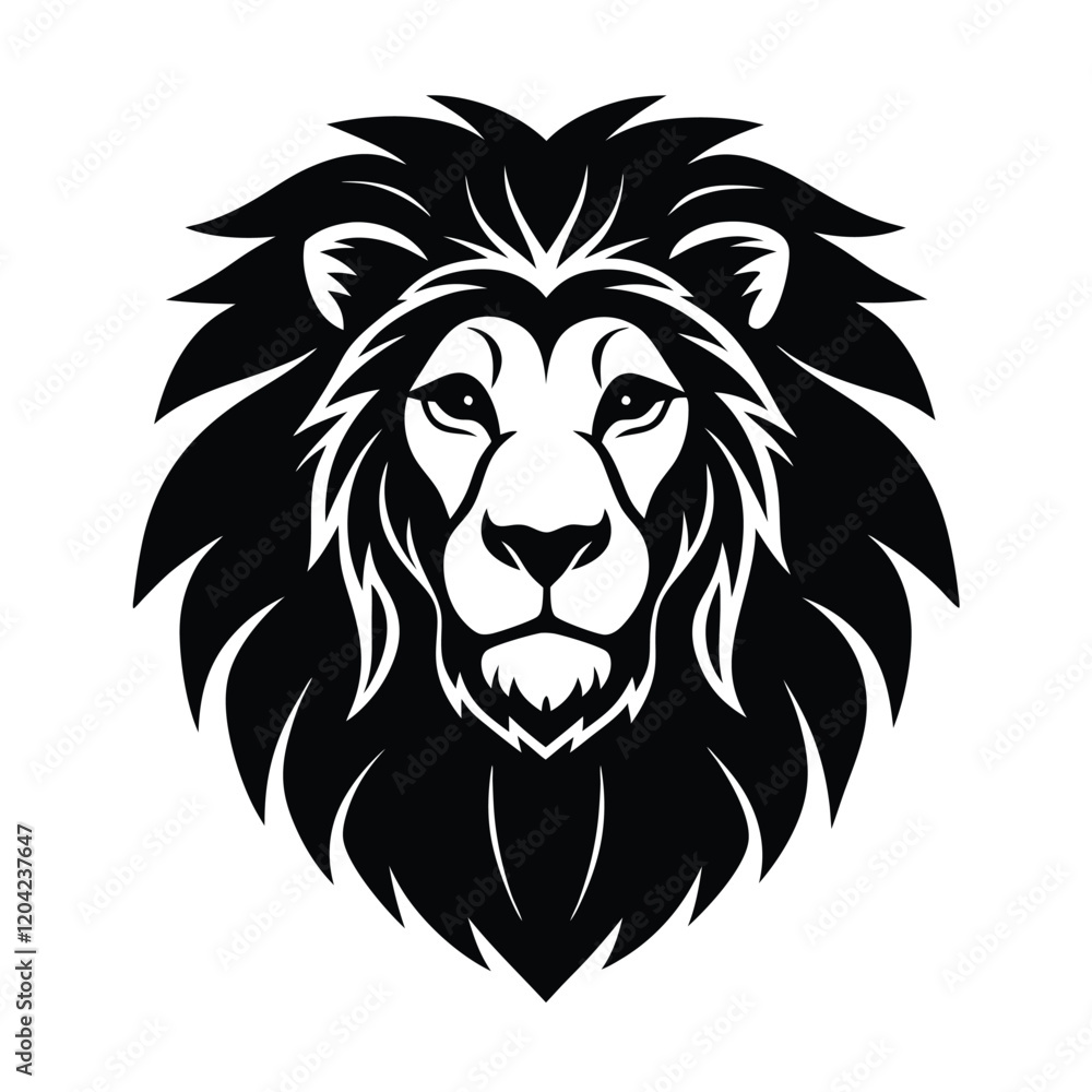 Fototapeta premium Stunning Lion Head Silhouette Vector Art - Black Lion Head Design Illustration