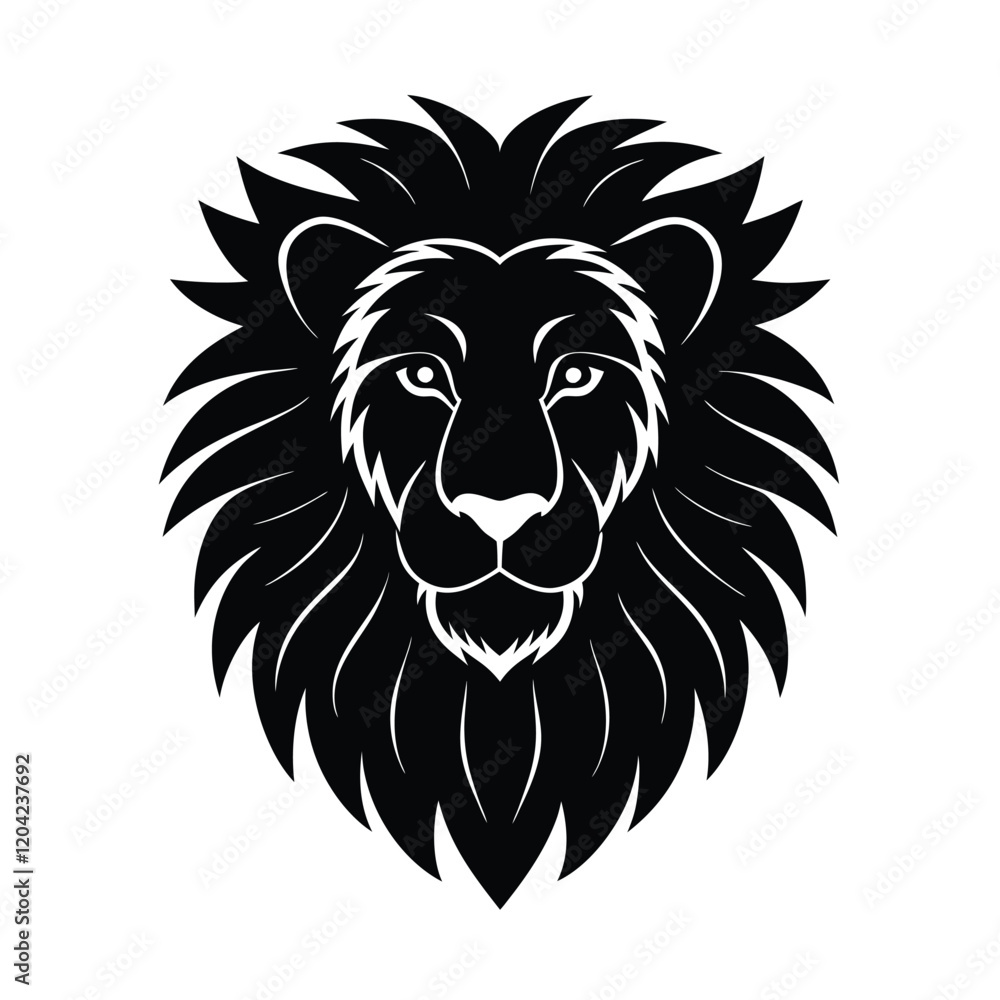 Fototapeta premium Stunning Lion Head Silhouette Vector Art - Black Lion Head Design Illustration