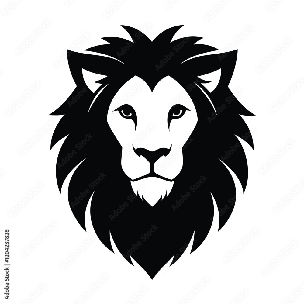 Fototapeta premium Stunning Lion Head Silhouette Vector Art - Black Lion Head Design Illustration