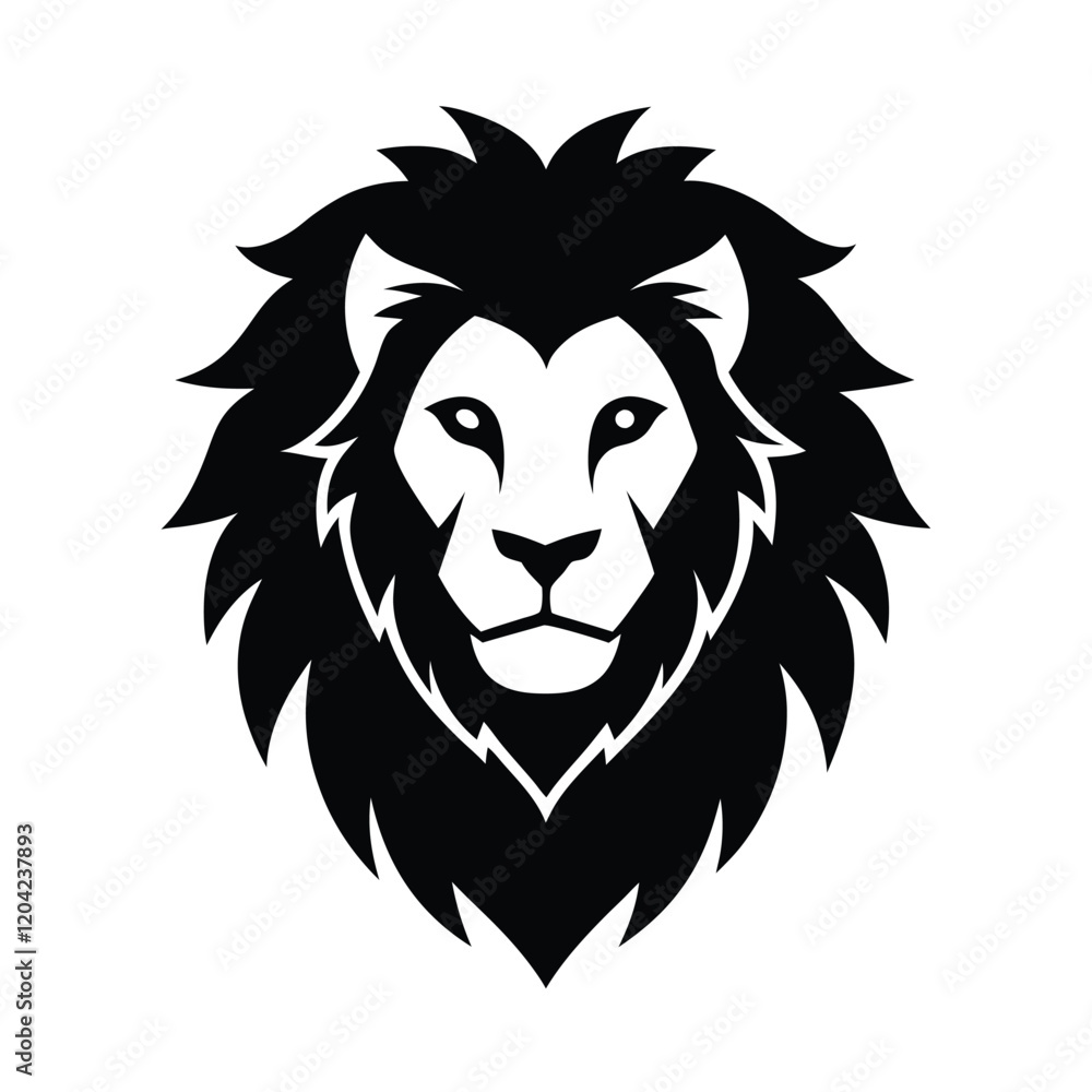Fototapeta premium Stunning Lion Head Silhouette Vector Art - Black Lion Head Design Illustration