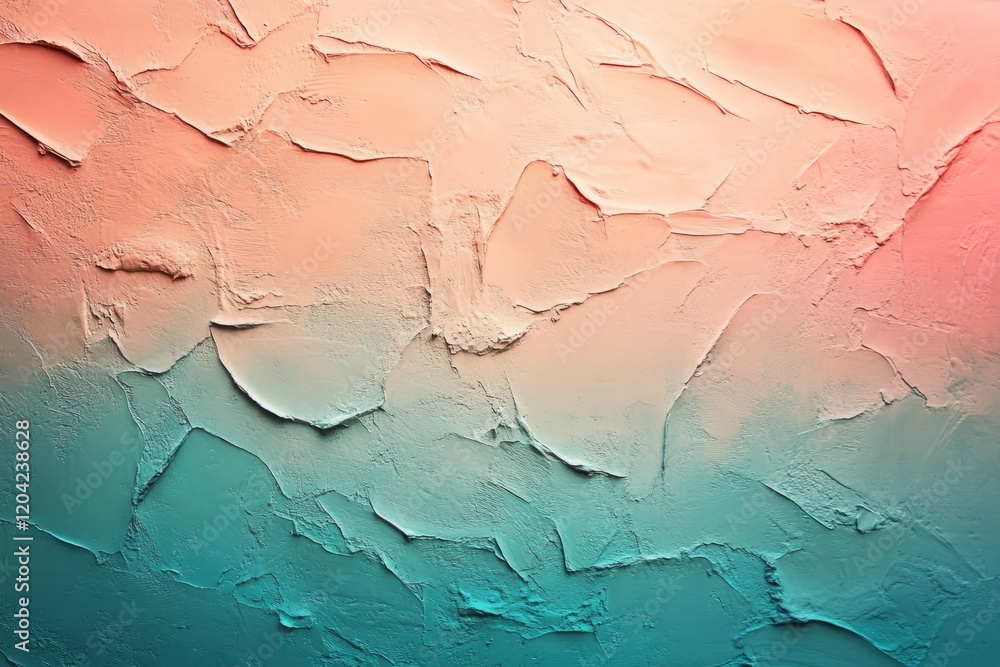Fototapeta premium Textured wall with ombre peach and teal colors