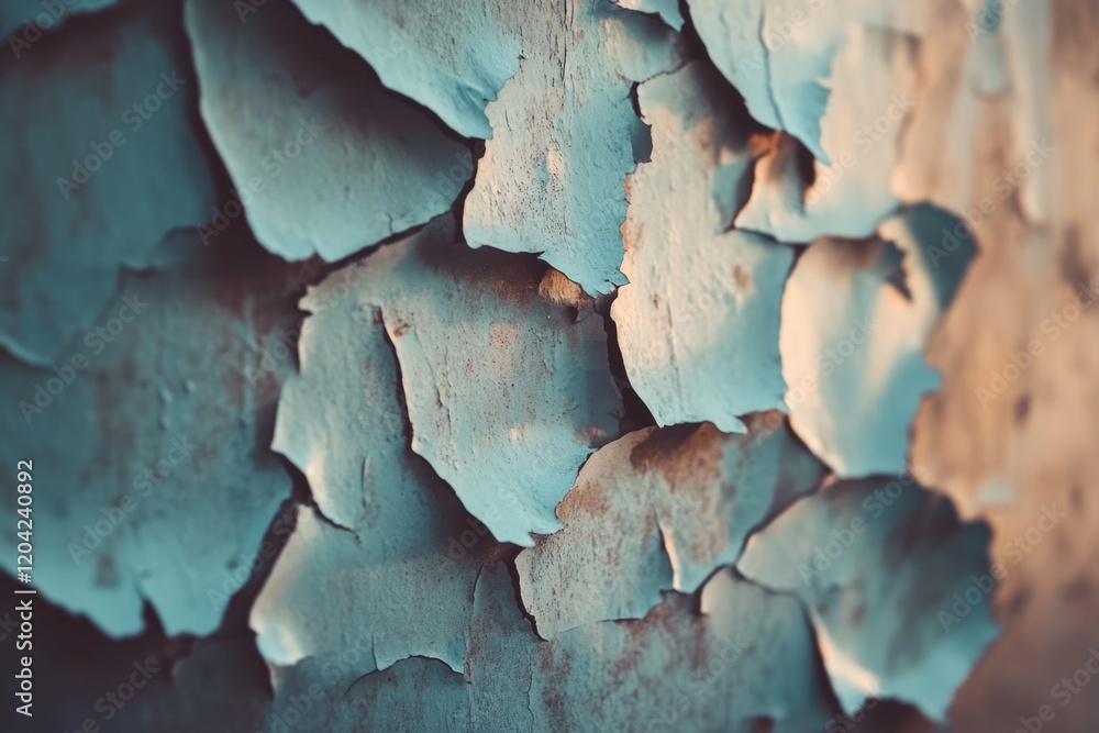 Close-up view of peeling teal paint on a weathered surface, revealing layers of texture and age. Close-up view of peeling teal paint on a weathered surface, revealing layers of texture and age.