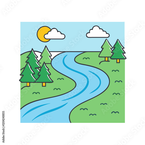 river icon, river vector illustration-simple illustration of river, perfect for river logos and icons