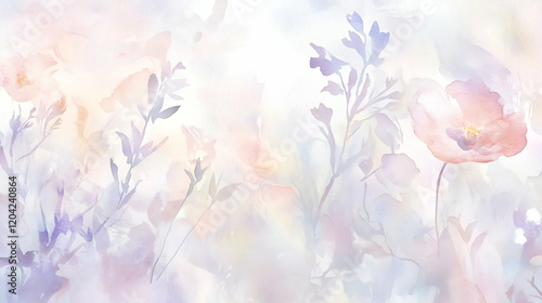 delicate watercolor background with muted pastel floral patterns