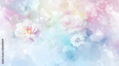 delicate watercolor background with muted pastel floral patterns
