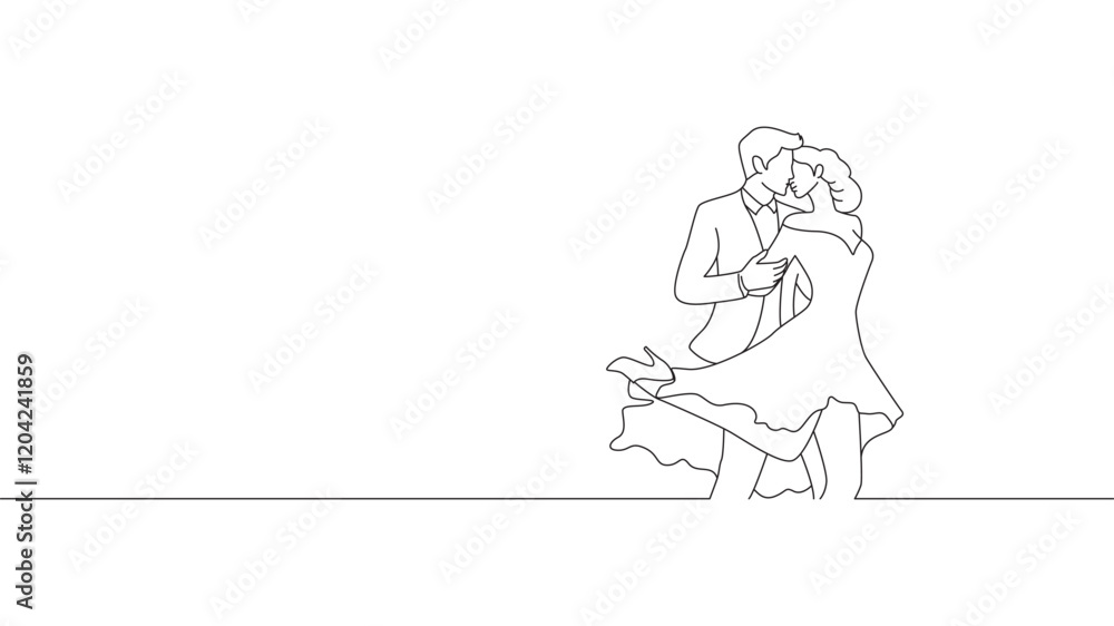Couple dancing line art style vector illustration eps 10 Couple dancing line art style vector illustration eps 10