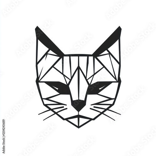 Geometric cat portrait, stylized graphic design, for print or digital use photo