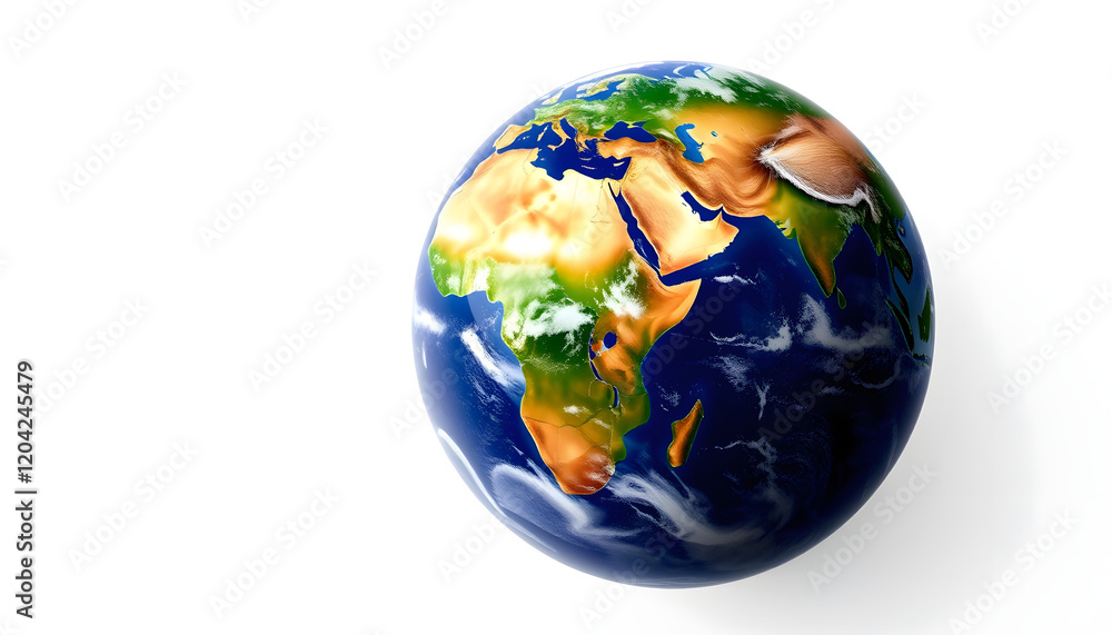 Planet Earth on a white background, vibrant Planet Earth on a white background, vibrant