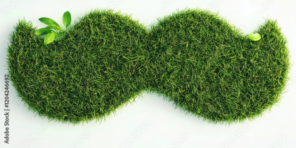 Eco mustache made of green grass and leaves