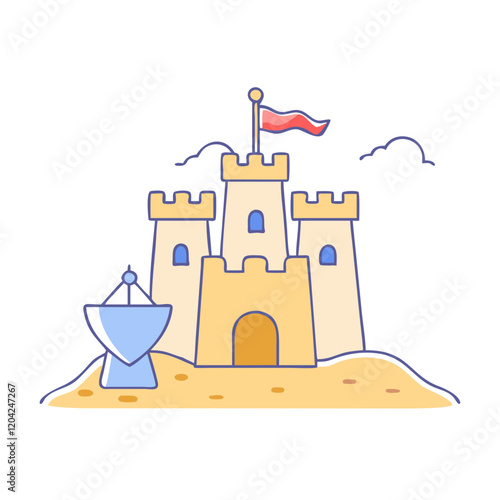 sandcastle icon, sandcastle vector illustration-simple illustration of sandcastle, perfect for sandcastle logos and icons