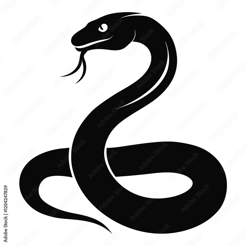 Fototapeta premium Elegant Black Silhouette of a Snake