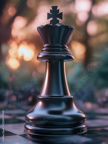 A close-up shot of the black king chess piece. Business leader concept - Strategy planning and competition photo