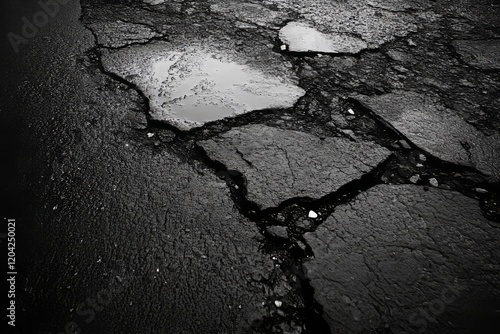Wallpaper Mural Cracked asphalt road surface with puddles Torontodigital.ca