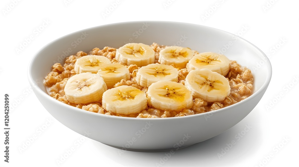 Healthy Oat Cereal Bowl with Bananas and Nuts Healthy Oat Cereal Bowl with Bananas and Nuts
