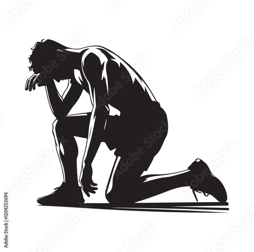 Exhausted athlete silhouette vector illustration