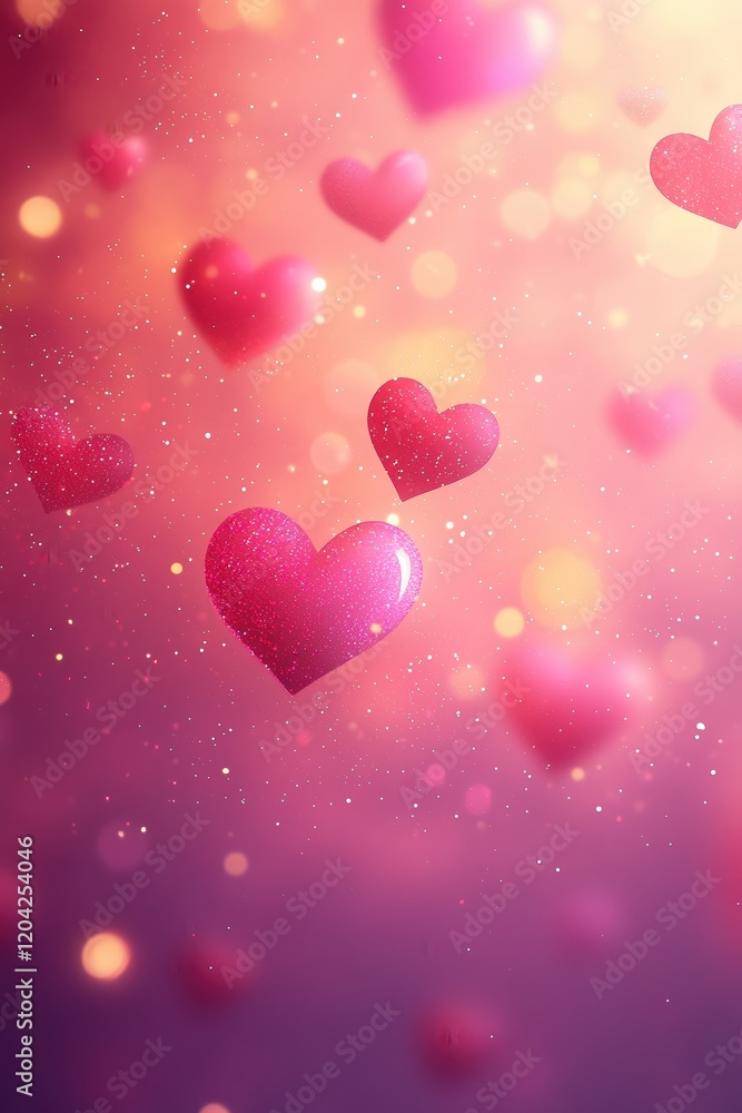 Floating pink hearts illuminated by soft bokeh lights in warm tones evoke romance, love, and dreamy atmosphere, perfect for Valentine's Day or romantic celebrations. Floating pink hearts illuminated by soft bokeh lights in warm tones evoke romance, love, and dreamy atmosphere, perfect for Valentine's Day or romantic celebrations.