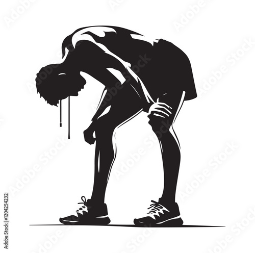 Exhausted athlete silhouette vector illustration