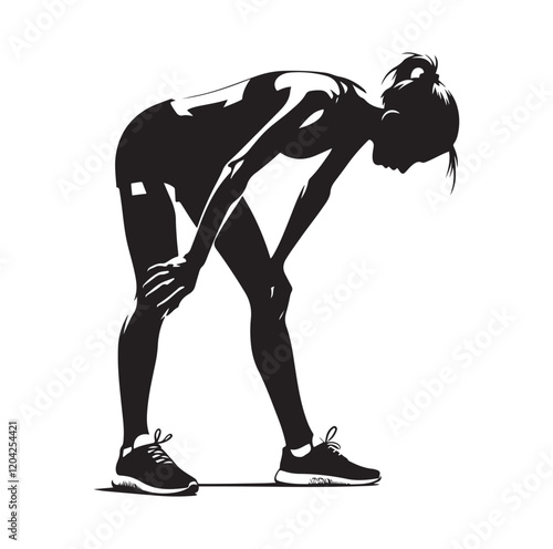 Exhausted athlete silhouette vector illustration