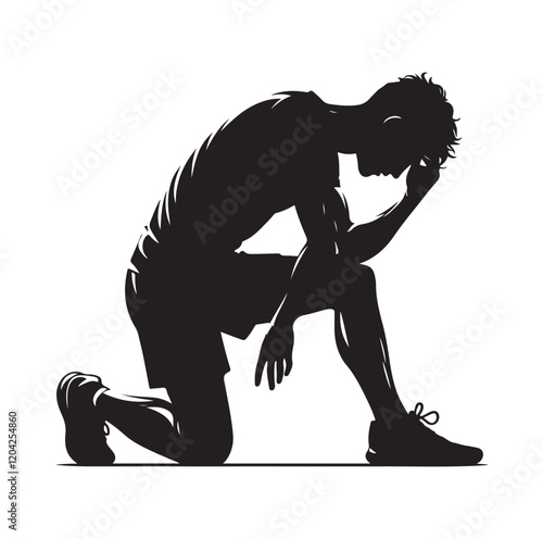 Exhausted athlete silhouette vector illustration